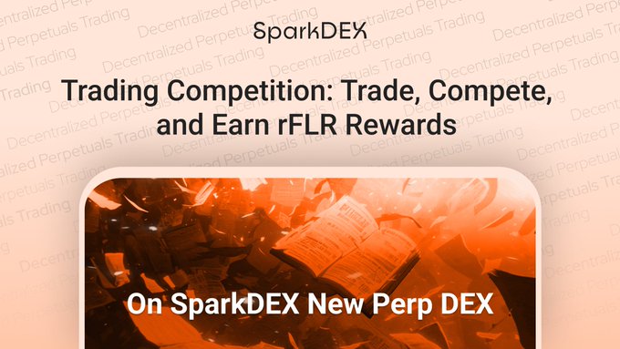 SparkDEX promotional graphic for a 'Trading Competition: Trade, Compete, and Earn rFLR Rewards On SparkDEX New Perp DEX.'