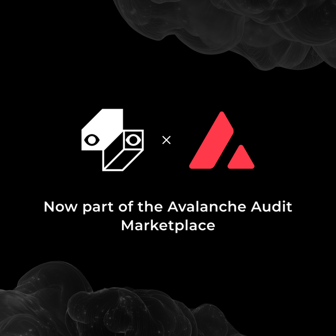 A promotional graphic on black background with logos reading 'Now part of the Avalanche Audit Marketplace.'