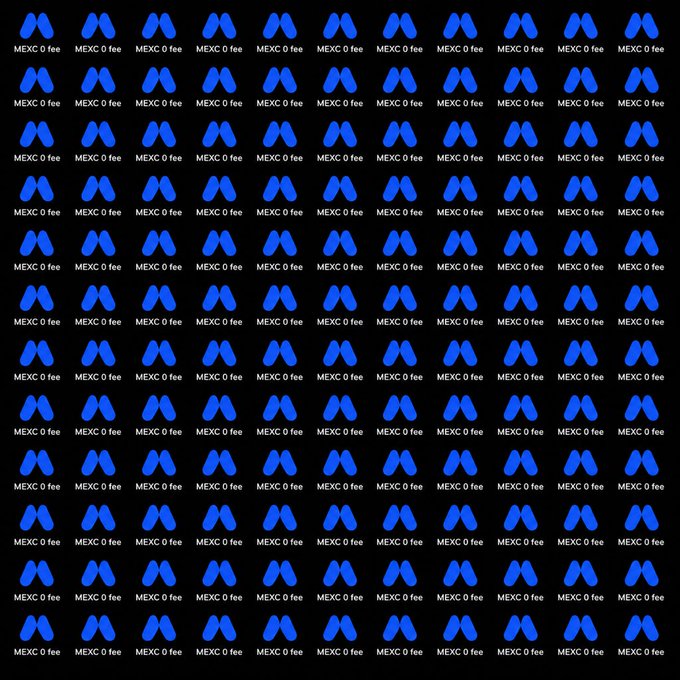 A repeating pattern of blue lung icons with the text 'MEXC 0 fee' displayed beneath each one on a black background.