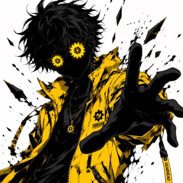 The image features a black and yellow character, possibly a boy or a girl, wearing a yellow jacket and holding out their hand as if they are about to make an offer. The background of the image is white with splatters of paint on it, giving the impression that the character might be in a creative or artistic setting.

The post includes text that reads "here are the results wen i try to replicate my pfp with same prompts chatgpt nano banana(gemini) mai image". This suggests that someone has created an illustration of this character and is sharing it on social media, possibly as part of a creative project or for personal enjoyment.