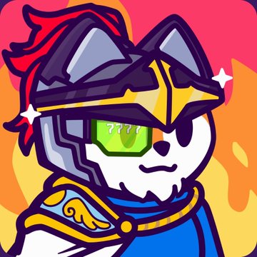 A stylized cartoon fox character with red and white fur, wearing dark knight-like armor and a helmet with a green visor, set against a fiery orange and pink background. The image represents @FamousFoxFed, one of the two Solana projects mentioned in the post.