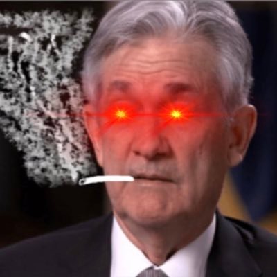 An edited image of Jerome Powell, Chair of the Federal Reserve, with glowing red "laser eyes" and a cigarette, used to hype bullish sentiment around Bitcoin ETF inflows. The meme references the "$999 million" BTC ETF flow figure, implying institutional buying pressure and a bullish reclaim of a key price level.