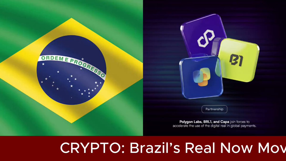 The image displays two distinct digital illustrations featuring a green and yellow Brazilian flag, along with a digital overlay of a Crypt coin, specifically Bitcoin, on top of the flag. The Crypt coin is accompanied by text that reads "CRYPT: Brazil's Real Now MOW". This seems to be an advertisement or promotional piece about the integration of cryptocurrency like Bitcoin into the Brazilian market. The focus of this image is on highlighting the potential adoption of digital currency in Brazil and how it could benefit businesses and consumers alike.
