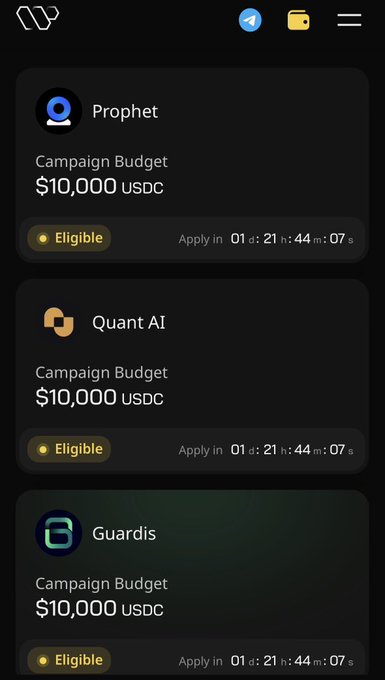 The image shows an advertisement for a campaign creator, specifically Guardris, that offers a $30,000 USDC creator campaign creators are priced with their new automated select algo, which uses your X score and niche audience TLDR: you apply for a campaign and are estimated a price based on your X score. The post also mentions the creator's name, Guardris, and the type of campaign they offer.
