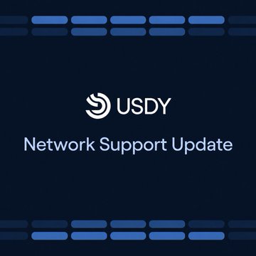 A dark blue graphic displays the USDY logo above the white text "Network Support Update," signaling an official announcement regarding changes to the token's network support. The image accompanies breaking news that Ondo will discontinue USDY minting on Aptos and Noble on September 8, which will also impact bridged USDY on Osmosis and Mantra.