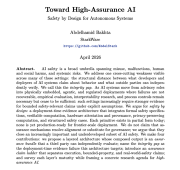 The image features a white background with black text that reads "Together High-Assurance AI Safety by Design for Autonomous Systems". The text also includes an email address and a date of April 2016, which seems to be related to the content of the image.