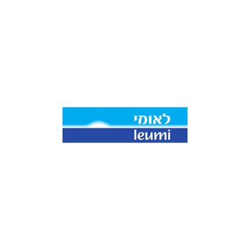 The image shows the Bank Leumi logo, featuring a blue and light blue design with a rising sun motif alongside the bank's name in both Hebrew ("לאומי") and English ("leumi"). The logo visually represents Bank Leumi, the Israeli bank mentioned in the accompanying news about its partnership with Galaxy Digital to enable cryptocurrency trading services for customers.