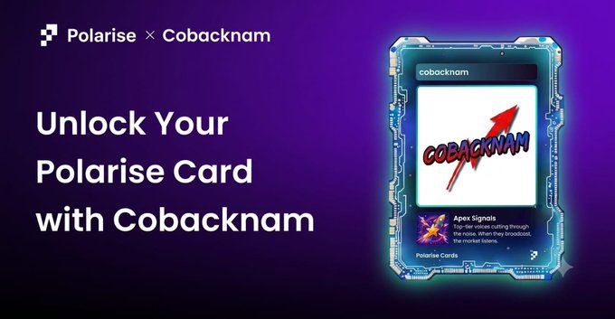 Promotional banner for 'Polarise x Cobacknam' announcing 'Unlock Your Polarise Card with Cobacknam', featuring a digital card with the Cobacknam logo.