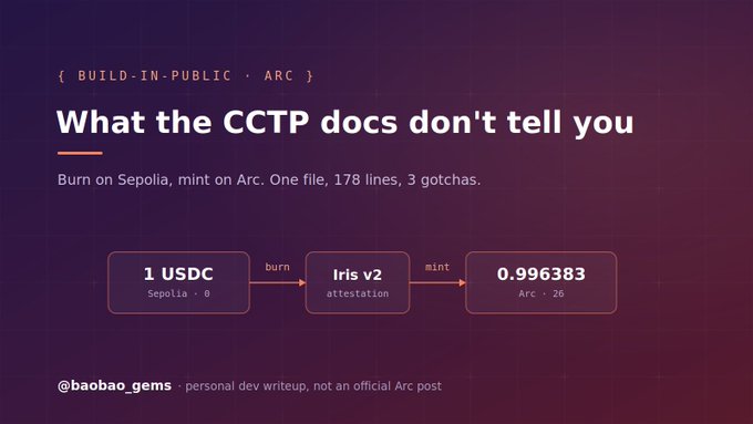 "I shipped a USDC cross-chain flow to Arc. Here' s what the docs don' t tell you."