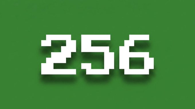 Pixel-style white text reading '256' on a solid green background.