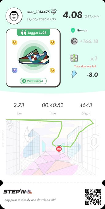 The image shows a fitness app with a map of a city, which displays various landmarks such as buildings and roads. The app also features a pedometer that tracks steps taken during exercise sessions. A user's progress can be seen through the app, including their distance traveled and calories burned.