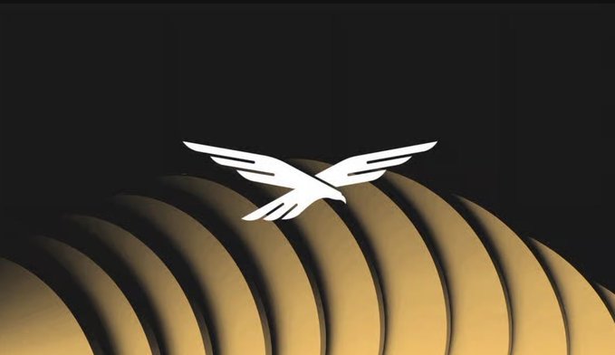 A glowing white eagle logo sits atop a series of curved golden arches against a dark background, symbolizing World Liberty Financial (WLFI) with a sleek, modern aesthetic that reinforces the post's promotion of holding USD1 on Binance to earn WLFI rewards.
