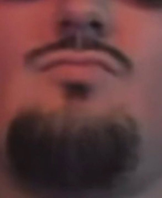 A blurry close-up of a man's face with a mustache and goatee, shown from the chin up. The image pairs with the caption "if the tech is real this is going to send," humorously conveying an intense, skeptical expression as if reacting to a bold tech claim.