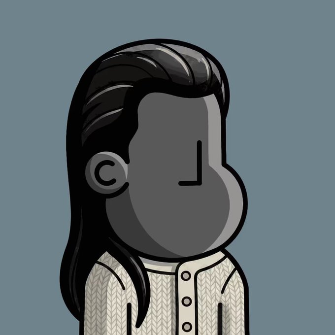 The image features a cartoon character with long hair, wearing a sweater, and looking off into space or at something else out of frame. The character appears to be a person rather than an animal, as they are not depicted as anything other than a human figure in the image.