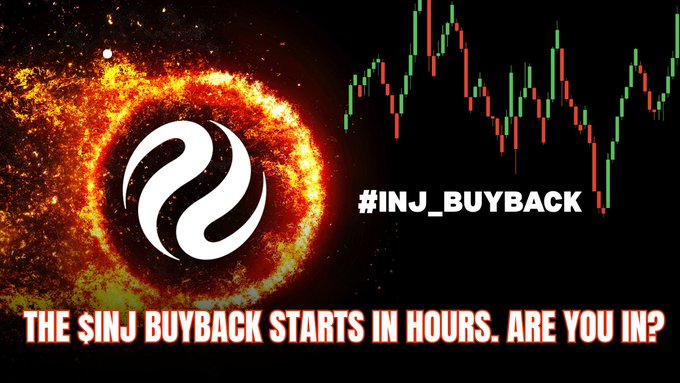 The image shows a poster or banner featuring an illustration of a flame surrounded by fireworks against a black background with a wave-like pattern, accompanied by the text "INJ. BuyBack" at the top left corner, which might be related to the content being advertised on this platform. At the bottom right corner, there is additional information that reads "The Sinj JB Buyback starts in hours." The image also includes text that says "The Sinj JB Buyback goes live June 3, 2016, at 9:30 AM ET and the pool is sitting at over $315,000". It suggests that this platform has been recently updated with new content.