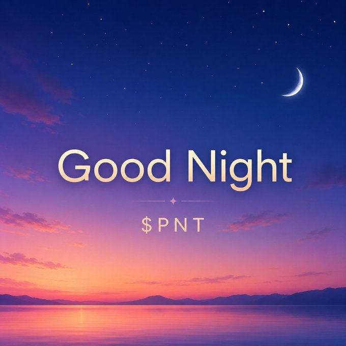 A serene twilight seascape with a crescent moon and starry sky displays "Good Night" above "$PNT," serving as a calm closing visual that ties the post's message about Pheasant Network's steady, ongoing development to a peaceful, reassuring end-of-day tone.