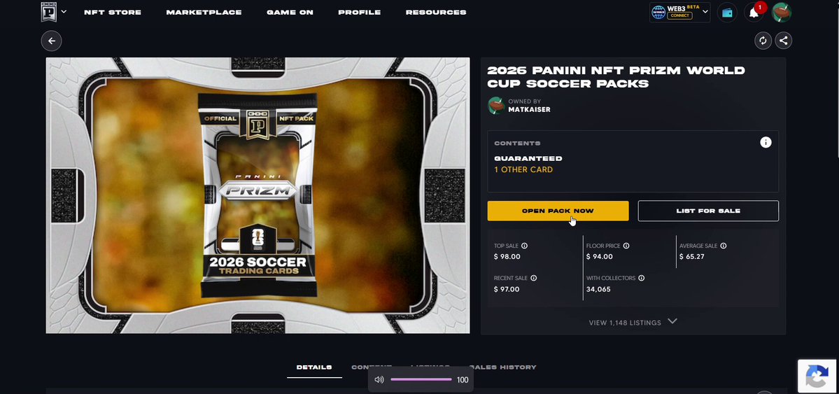 The image shows a screenshot of an online shopping page for Panini NFT Prizm World Cup Soccer packs, with the product displayed prominently in the center. The text above the product reads "Just ripped a Panini NFT Prizm World Cup Soccer pack and pulled this Mikel Oyarzabal Phenomenon Prizms Silver /49 Cool experience, thanks Panini #paniniBlockchain #paniniNFTs #worldcups". This suggests that the image is related to a product being purchased for the Panini NFT Prizm World Cup Soccer pack and how it was obtained. The focus of the post is on this particular item in the image, as it features the product's name prominently and possibly highlights its features or benefits.