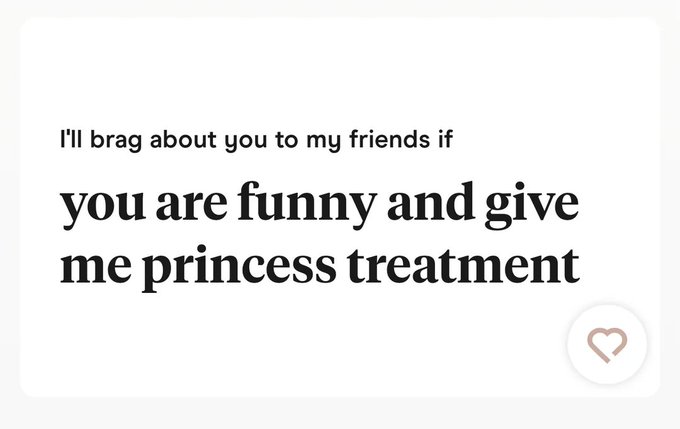 The image shows a text card reading: "I'll brag about you to my friends if you are funny and give me princess treatment."

While the caption humorously sets high standards for admiration through humor and pampering, the post's message about taking decisive action with conviction plays can be loosely connected through the theme of knowing your worth and being selective about what you invest in—whether time, attention, or capital.