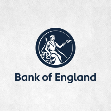 The image shows the Bank of England logo, featuring a dark navy circular emblem depicting a seated classical figure (Britannia) beside a shield, with the text "Bank of England" displayed below. This logo directly represents the institution mentioned in the news about its plans to test stablecoins and a digital pound for cross-border payments.