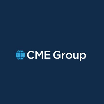 The image shows the CME Group logo—a stylized light blue globe icon alongside the white text "CME Group"—set against a dark navy blue background. It directly relates to the news announcement as CME Group is the company planning to expand its cryptocurrency derivatives offerings with the addition of Bitcoin Cash and Uniswap futures.