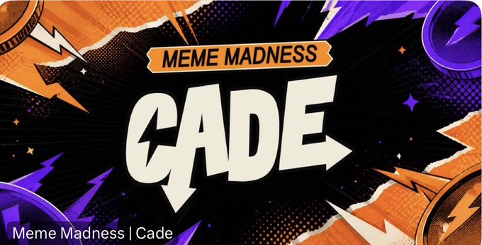 A comic-style graphic features the text 'MEME MADNESS' above large stylized letters 'CADE', with 'Meme Madness | Cade' written at the bottom left.
