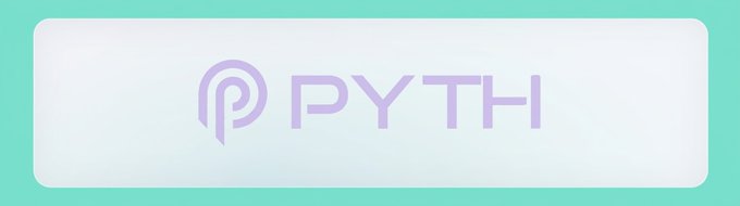 A simple logo graphic displays the word 'PYTH' next to a stylized purple 'P' symbol on a white rounded rectangle against a mint green background.