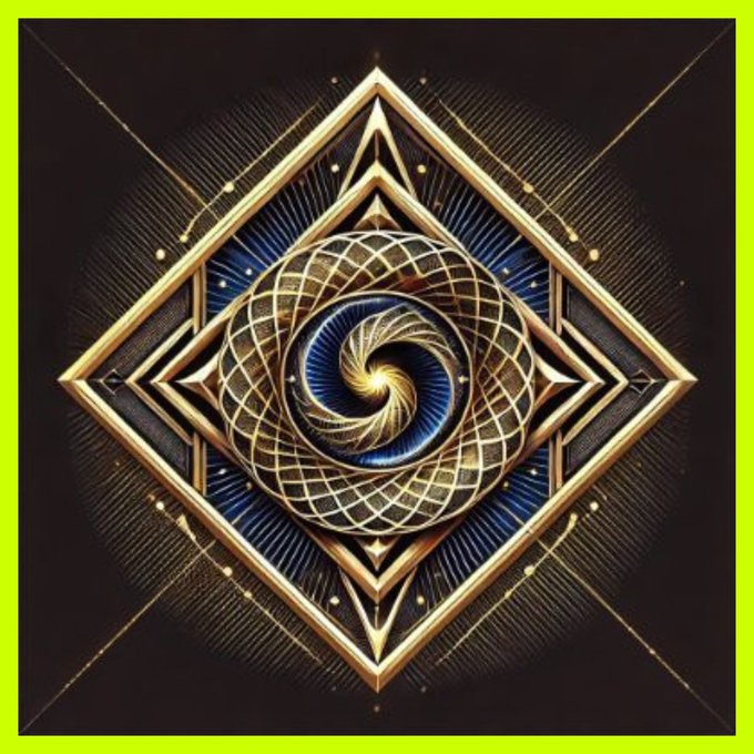A striking gold and blue geometric emblem featuring a central spiral within nested diamond shapes, framed against a black background with a bright yellow border, serves as a dramatic visual header announcing the return of @Noxa_Fi and their new ENS-based interface at fun.noxa.eth for exploring historical token launches. The luxurious, mystical design aesthetic conveys the "degen-focused" and ceremonial nature of the launchpad's reentry into the DeFi space.