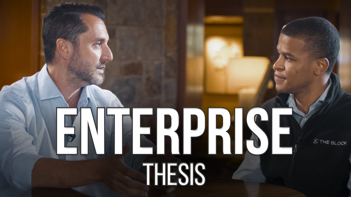 A promotional thumbnail showing two men facing each other in conversation, with the title "ENTERPRISE THESIS" displayed prominently and "THE BLOCK" logo visible on the right man's jacket.