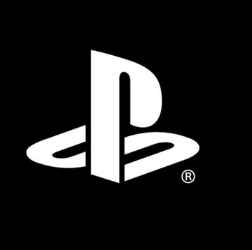 The white PlayStation logo on a solid black background.