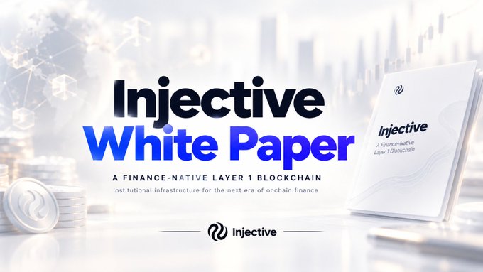 Promotional graphic for the "Injective White Paper," described as "A Finance-Native Layer 1 Blockchain" and "Institutional infrastructure for the next era of onchain finance."