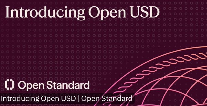 Title slide reading 'Introducing Open USD' by Open Standard, featuring a pink wireframe globe graphic on a dark purple dotted background.