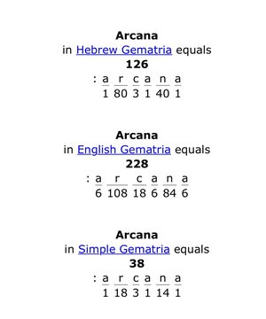 The image shows a list of three words related to the concept of Arcana, which are written in English and Spanish. The first word "Arcana" is in both languages, while the other two words have different meanings depending on their context. The first word appears as "arcana" in English and "arcanas" in Spanish, indicating that it has a dual meaning. The second word "arcana" is also present in both languages but with a different meaning, which is "the great urna". The third word "arcana" is only present in the first language, so its meaning is not clear from the other two words.