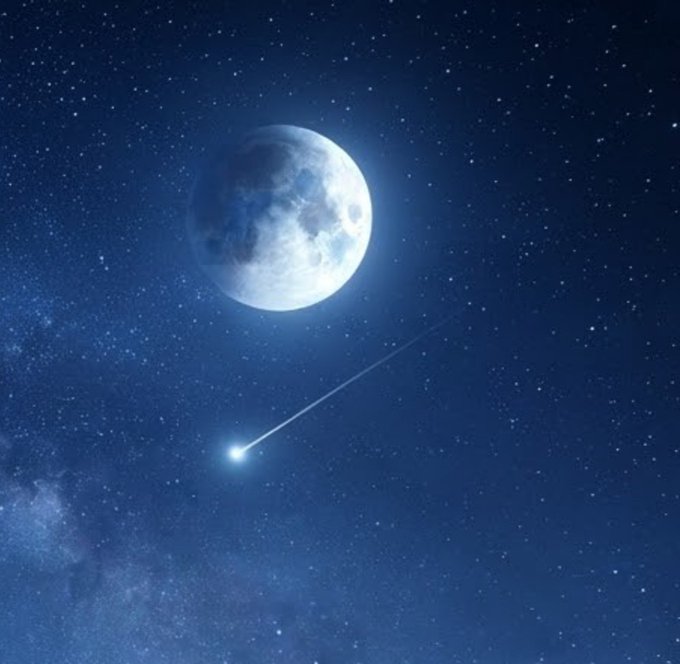 A bright glowing meteor streaks across a starry night sky below a large, detailed full moon. The celestial scene evokes a sense of wonder and natural spectacle, fitting for the "GN CT" branding as a striking, eye-catching visual.