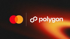 The image features a logo for Mastercard, which has a red circle with an orange dot at its center. The text "POL" is written below this logo. Below the logo, there's a caption that reads "Mastercard is building Agent Pay for Machines". This caption also includes the words "POL" and "POL" in the same sentence.