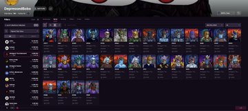 Screenshot of the Decentralized exchange homepage showing a grid of various NFT collection cards available for trading.