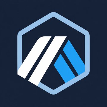 A stylized hexagonal logo featuring a white "A" shape alongside a blue chevron design on a dark navy background, representing the Arbitrum blockchain network. The icon relates to the post by symbolizing $ARB, the token of Arbitrum—the platform on which Robinhood's new chain was built, driving the price surge.