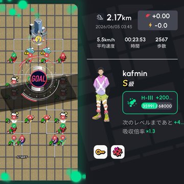 The image shows a cell phone screen displaying a map of a city with various landmarks, including a goal symbol at the center. The screen also has information about a person's fitness activity, which includes their name, age, gender, and the distance they have traveled in kilometers. Additionally, there are icons representing different types of vehicles such as cars and motorcycles on the map.
