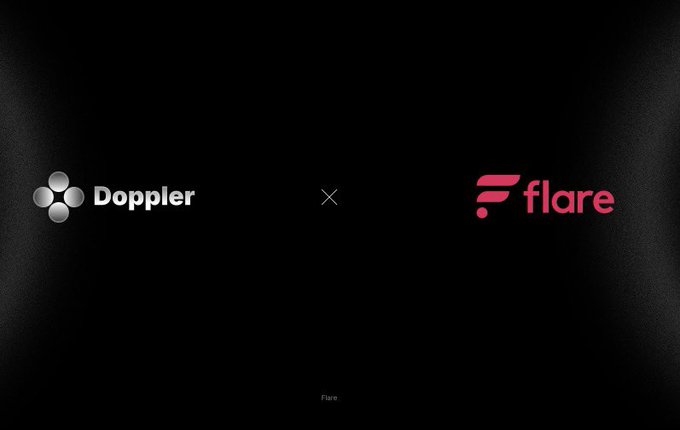 A black graphic displays the logos for 'Doppler' and 'flare' separated by an 'x' symbol.