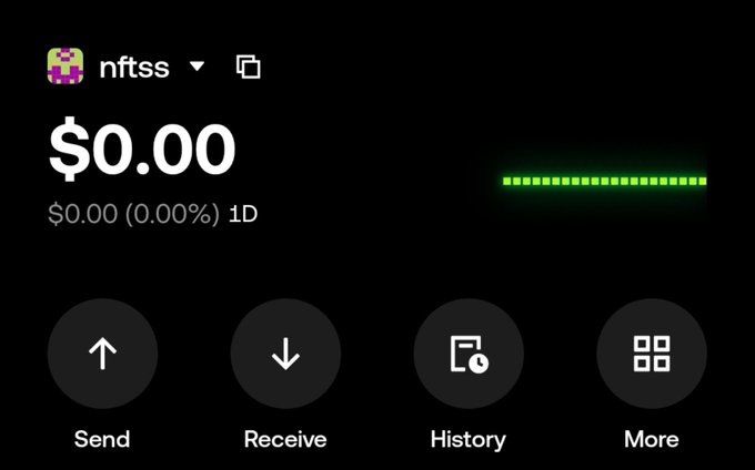 A screenshot of a Phantom crypto wallet showing an account named "nftss" with a $0.00 balance, likely shared to promote an upcoming chat group for sharing free mint opportunities and alpha tips.