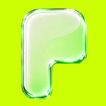 A glossy, 3D-rendered green letter "P" on a bright lime-green background, representing the "P" in "Pons Family v2" from the accompanying post about the new crypto token launch platform's features and upgrades from v1.