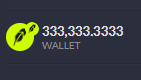A dark blue graphic displaying a yellow wallet icon with the text '333,333.3333 WALLET' beneath it.