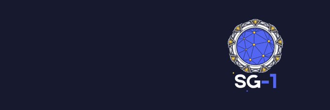 A dark navy banner featuring the SG-1 logo, which displays a blue circular emblem with interconnected nodes and gold accents, with 'SG-1' text beneath.