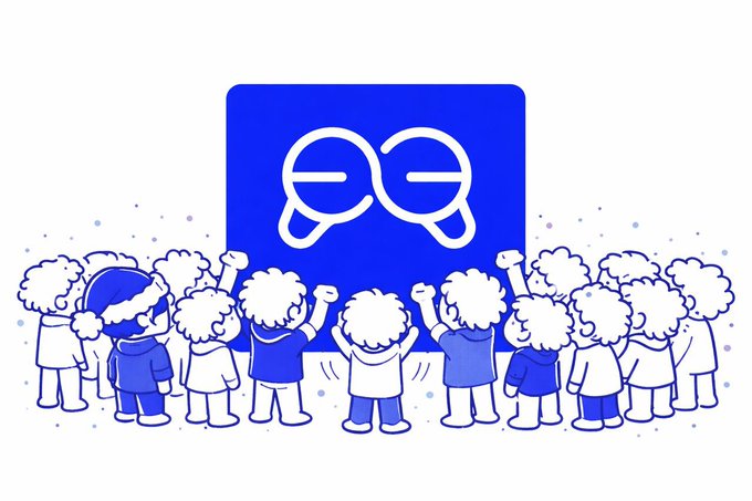 The image features a group of cartoon children standing together, with two blue eyes drawn above them. The children are wearing hats and appear to be engaged in various activities or conversations. In the background, there is a large blue square that has the word "base" written on it. This square also contains a small white circle with an "e". The image seems to be related to a post about games, as indicated by the caption provided.