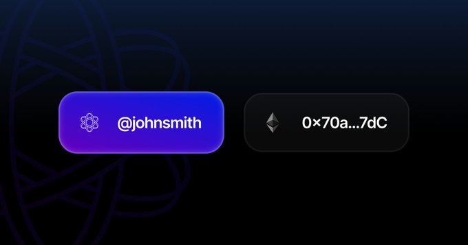 The image contrasts the ease of sending crypto to a human-readable username like @johnsmith with a traditional, complex Ethereum wallet address. This visually supports the post's message that XPR Network offers simple, gas-free crypto payments.