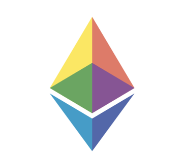 The image shows the Ethereum logo, a colorful octahedron-like geometric shape in yellow, orange, green, purple, and blue tones. It represents the Ethereum cryptocurrency, the blockchain network referenced in the post about the Ethereum Foundation's decision to replace the Poseidon hash function with more traditional options like SHA or BLAKE.