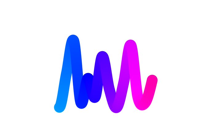 A stylized wave-like logo with a gradient transitioning from blue on the left to purple and pink on the right on a white background.