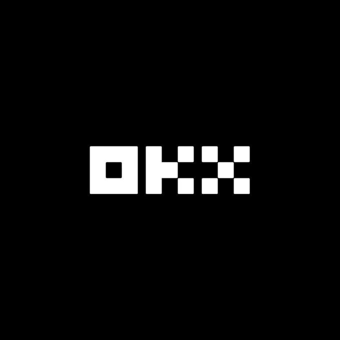 The image displays the white "OKX" logo on a black background, representing the crypto exchange mentioned in the post that recently raised funding at a $25 billion valuation.