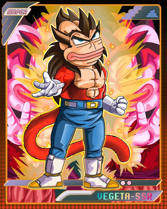 An illustration of a "Vegeta Pepe" character, which blends the likeness of the character Vegeta from Dragon Ball Z with the Pepe the Frog meme, featuring the text "VEGETA-SSR" at the bottom.