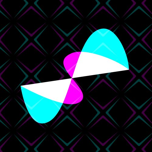 The image features a black background with a geometric pattern composed of diamonds, squares, and triangles. The design elements are arranged in such a way that they create an abstract representation of a pair of eyes. The eyes appear to be floating or floating on air, giving them a sense of movement and dynamism. The overall composition is visually striking and thought-provoking, as it combines the geometric patterns with the concept of quantum computing.