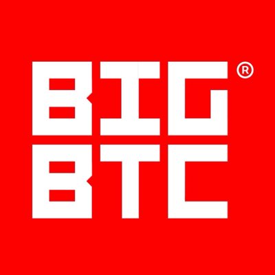 This is the profile picture for "BIG BTC," featuring bold white lettering on a solid red background.